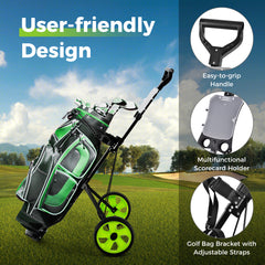 2 Wheels Foldable Golf Cart with Scoreboard-Green