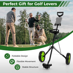 2 Wheels Foldable Golf Cart with Scoreboard-Green