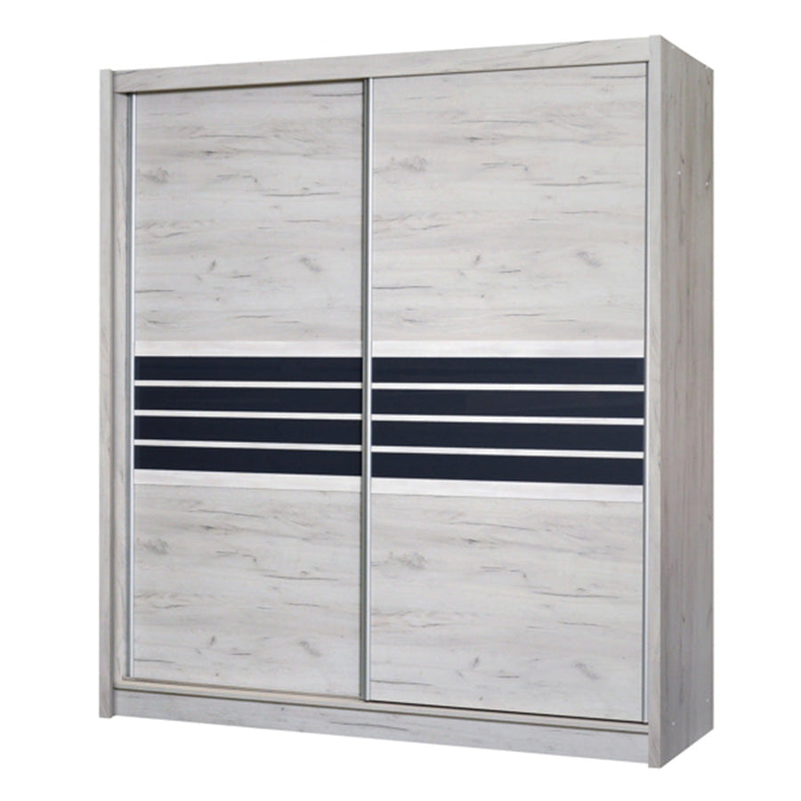 DOVER 203cm Sliding Door Wardrobe Oak Craft / Graphite Glass