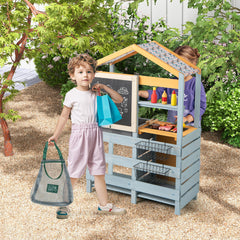 2 in 1 Wooden Mud Kitchen and Grocery Store with Removable Sink-Grey
