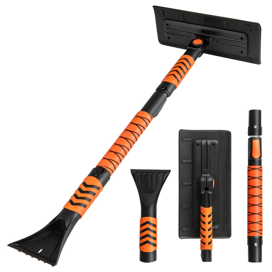 2 in 1 Extendable Snow Shovel 41" Ice Scraper-Orange