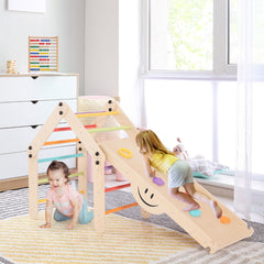 2-Piece Wooden Montessori Climbing Toys with DIY Climber and Seesaw