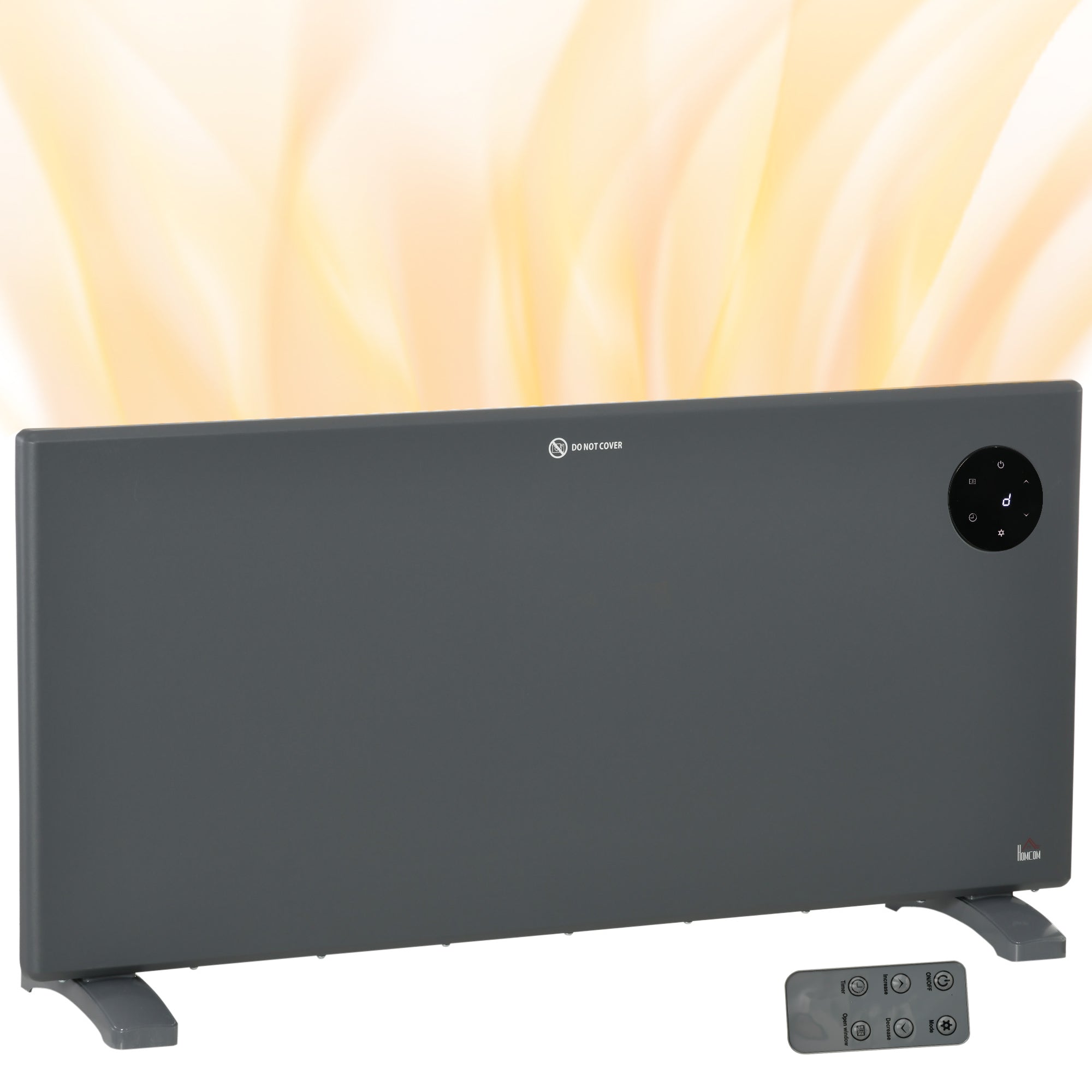 HOMCOM 2000W Electric Convector Heater, Freestanding or Wall Mounted, Space Heater with Adjustable Thermostat, Timer, Grey