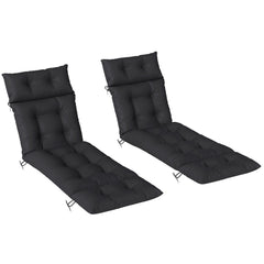 Outsunny Set of Two 190 x 56cm Sun Lounger Cushions - Black