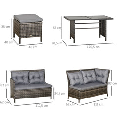 Outsunny 8 Seater Patio wicker Sofa Set ,Outdoor Couch with Table & Cushions, Grey