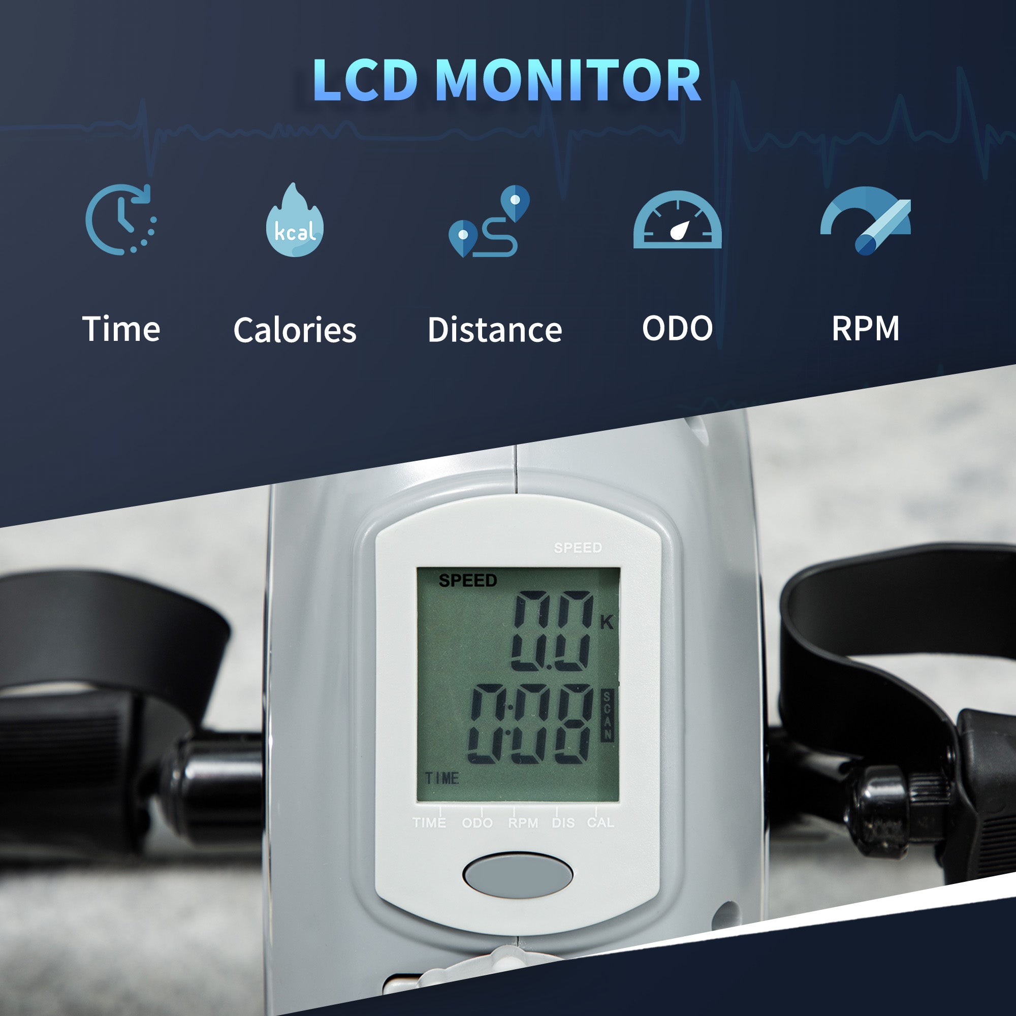 SPORTNOW Pedal Exerciser with Eight Level Magnetic Resistance, with Eight-Level Magnetic Resistance, Grey