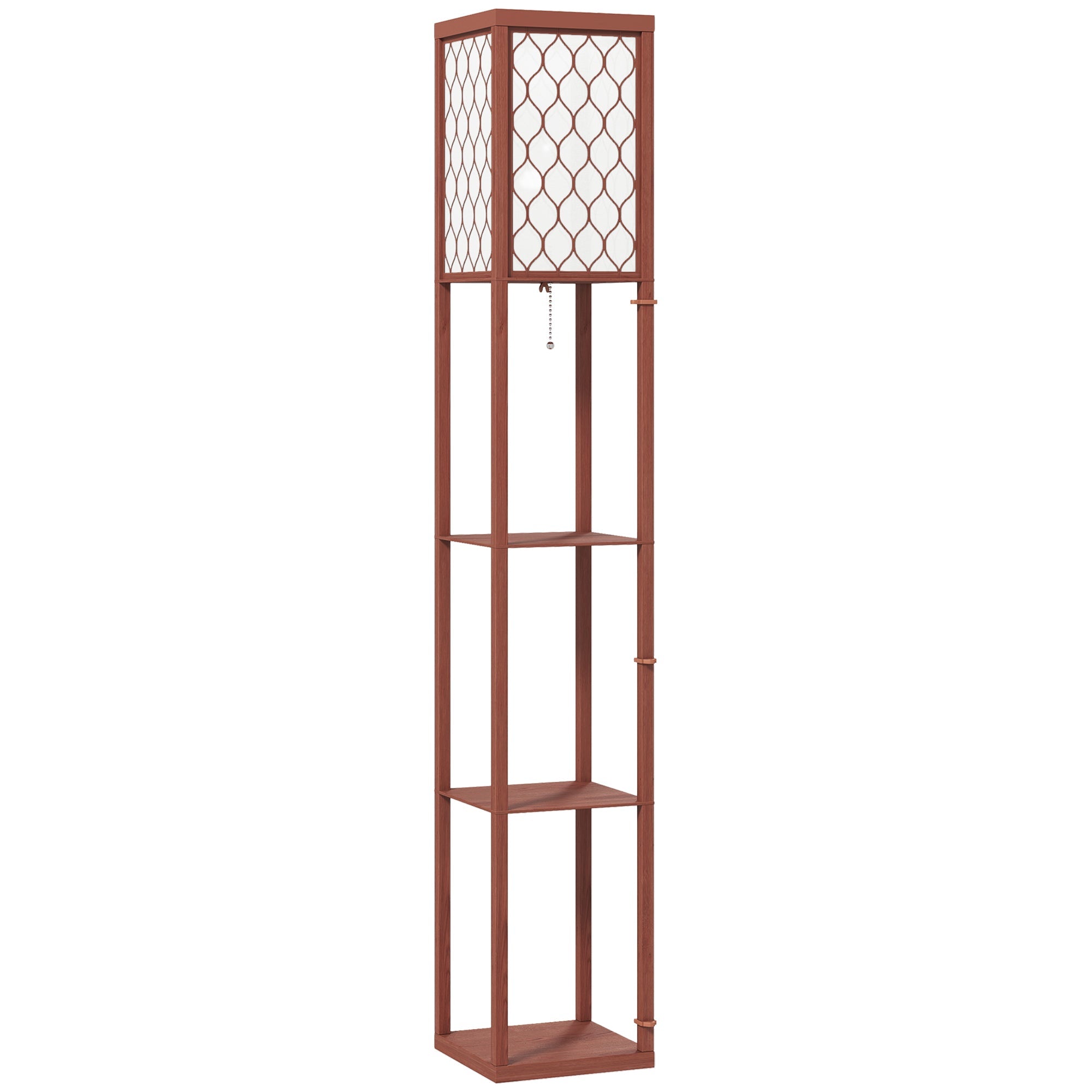 HOMCOM Three-Shelf Standing Lamp - Brown/White