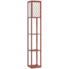 HOMCOM Three-Shelf Standing Lamp - Brown/White