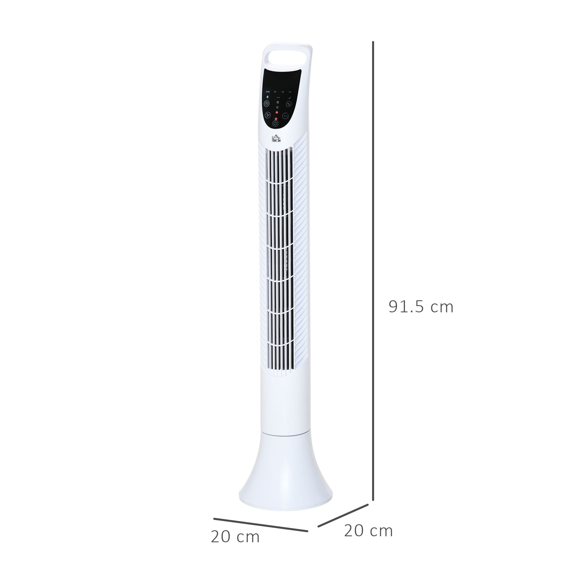 HOMCOM 36'' Freestanding Tower Fan, 3 Speed 3 Mode, 7.5h Timer, 70 Degree Oscillation, LED Panel, 5M Remote Controller, White