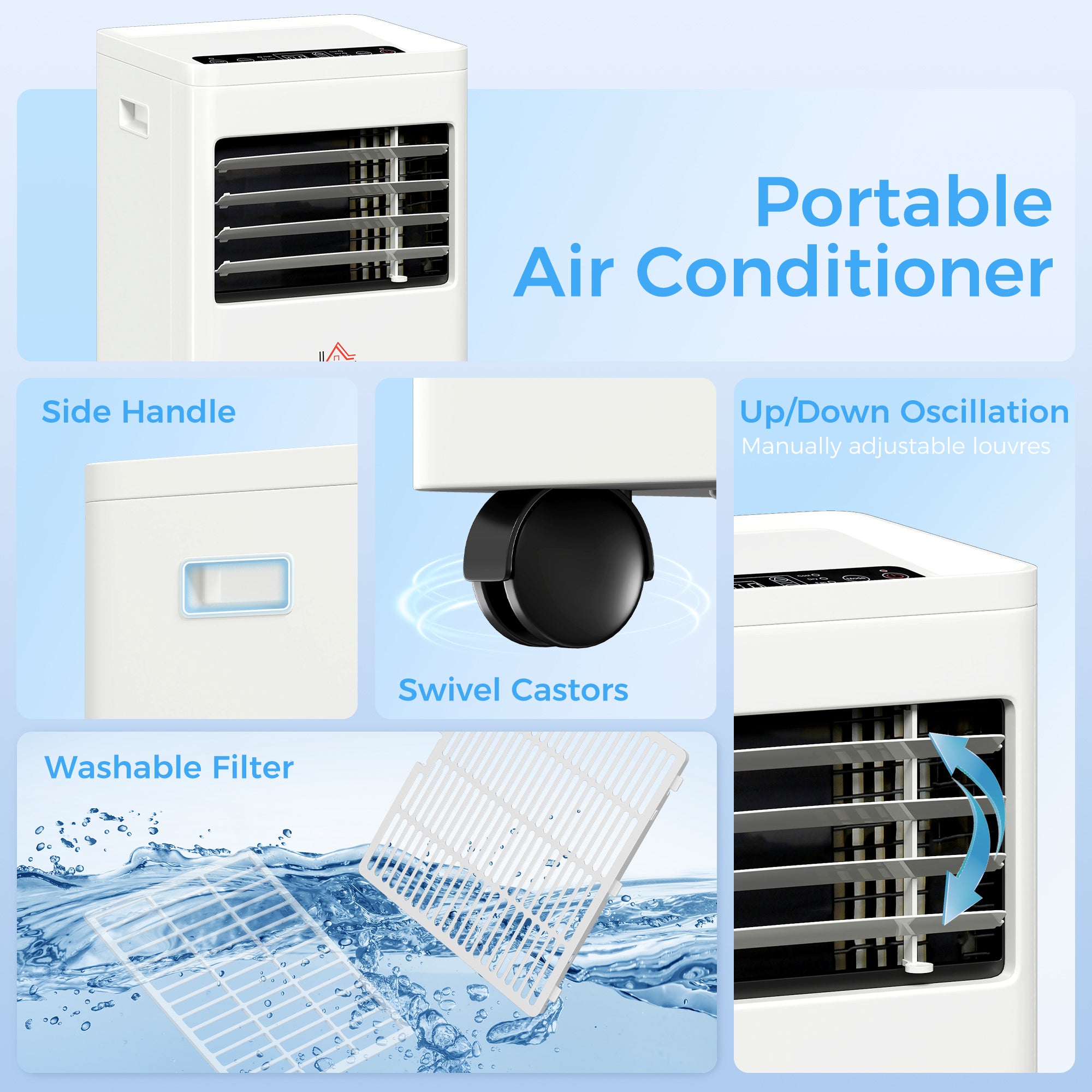 HOMCOM Portable Air Conditioner 5000 BTU, 4-in-1 Cooling, Dehumidifier, Fan, Sleep Mode, Air Conditioning Unit with Digital Display & Remote Control, 24H Timer, Window Venting Kit, for Room up to 18√£≈Ω¬°