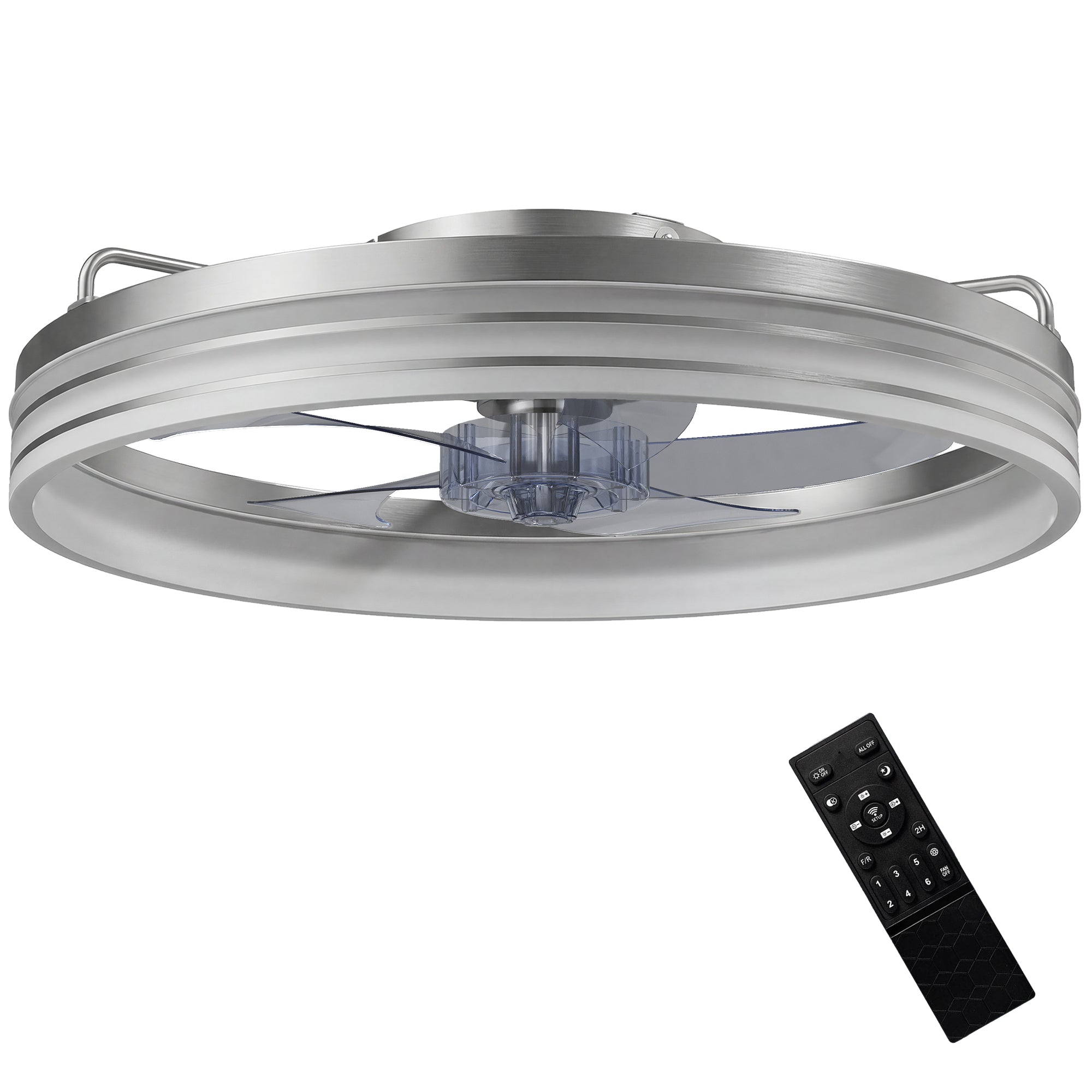 HOMCOM Ceiling Fans with Lights and Remote & App Control, 50cm LED Ceiling Fan Light with 3 Colour Temperatures, 6 Speed, Silver