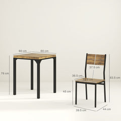 HOMCOM Three-Piece Minimal and Compact Dining Set, Rustic Brown