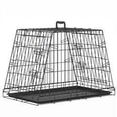 PawHut 30"(76 cm) Car Dog Crate Collapsible Slanted Travel Small Dog Cage with Tray & Handle 76L x 48W x 53H cm
