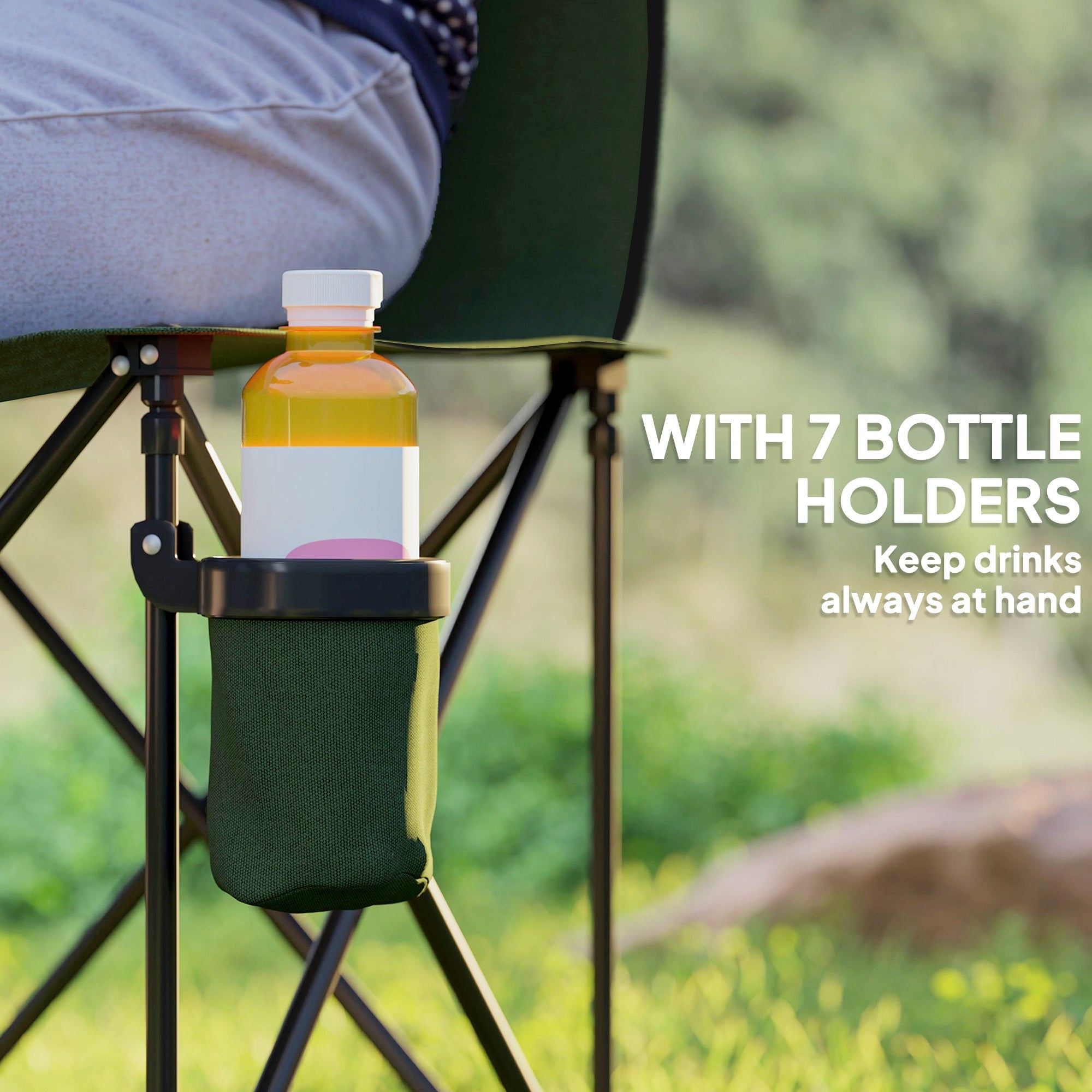 Outsunny 6 Seater Folding Camping Chair with Cup Holder & Carry Bag - Green