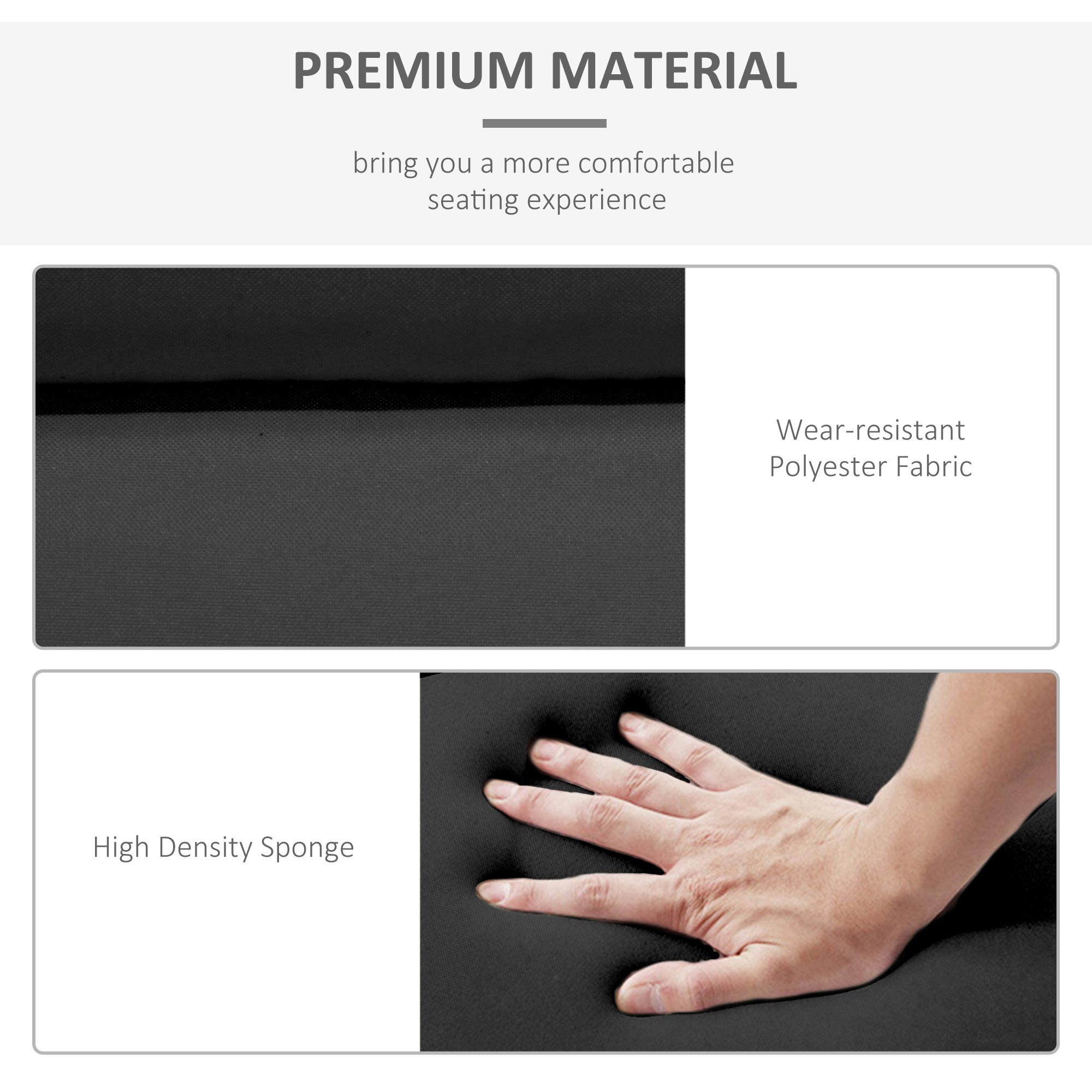 Outsunny Set of 2 Sun Lounger Cushions, Replacement Cushions for Rattan Furniture with Ties, 196 x 55 cm, Cushion ONLY, Black