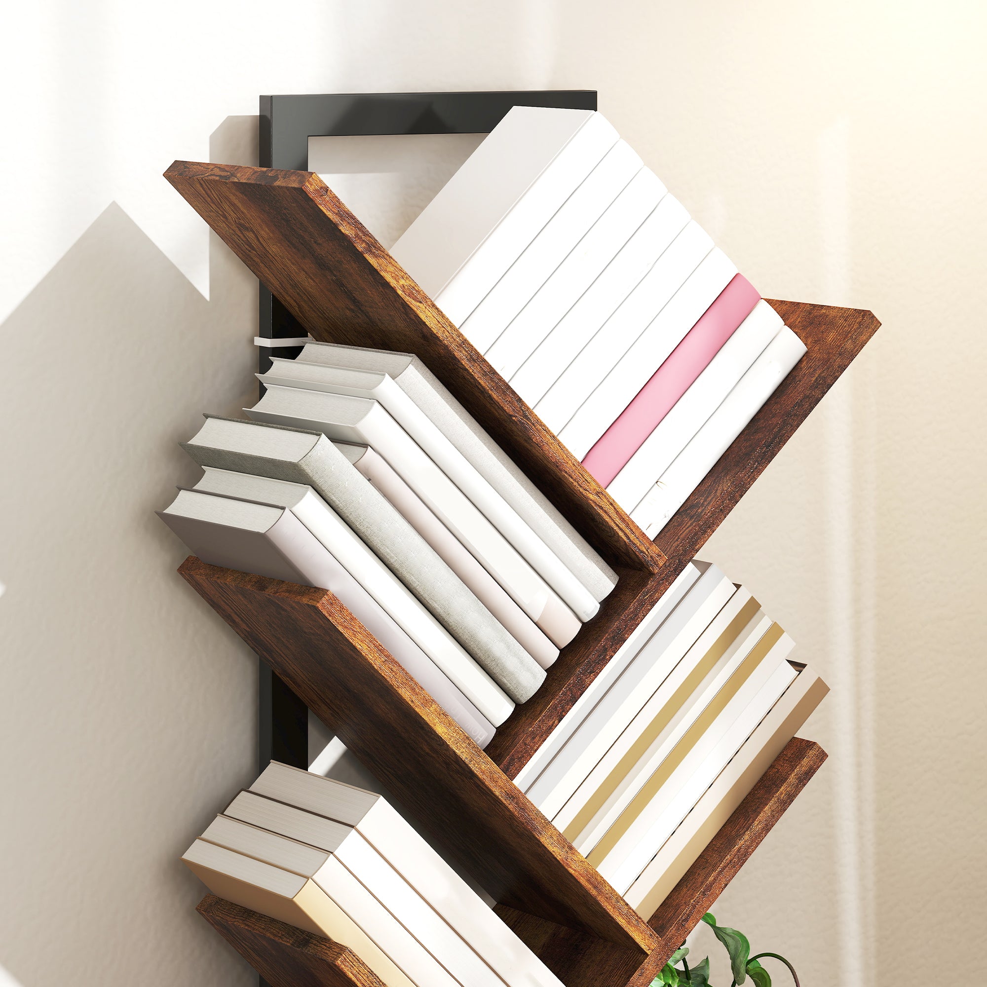 HOMCOM Six-Section Tree Bookcase - Wood-Effect