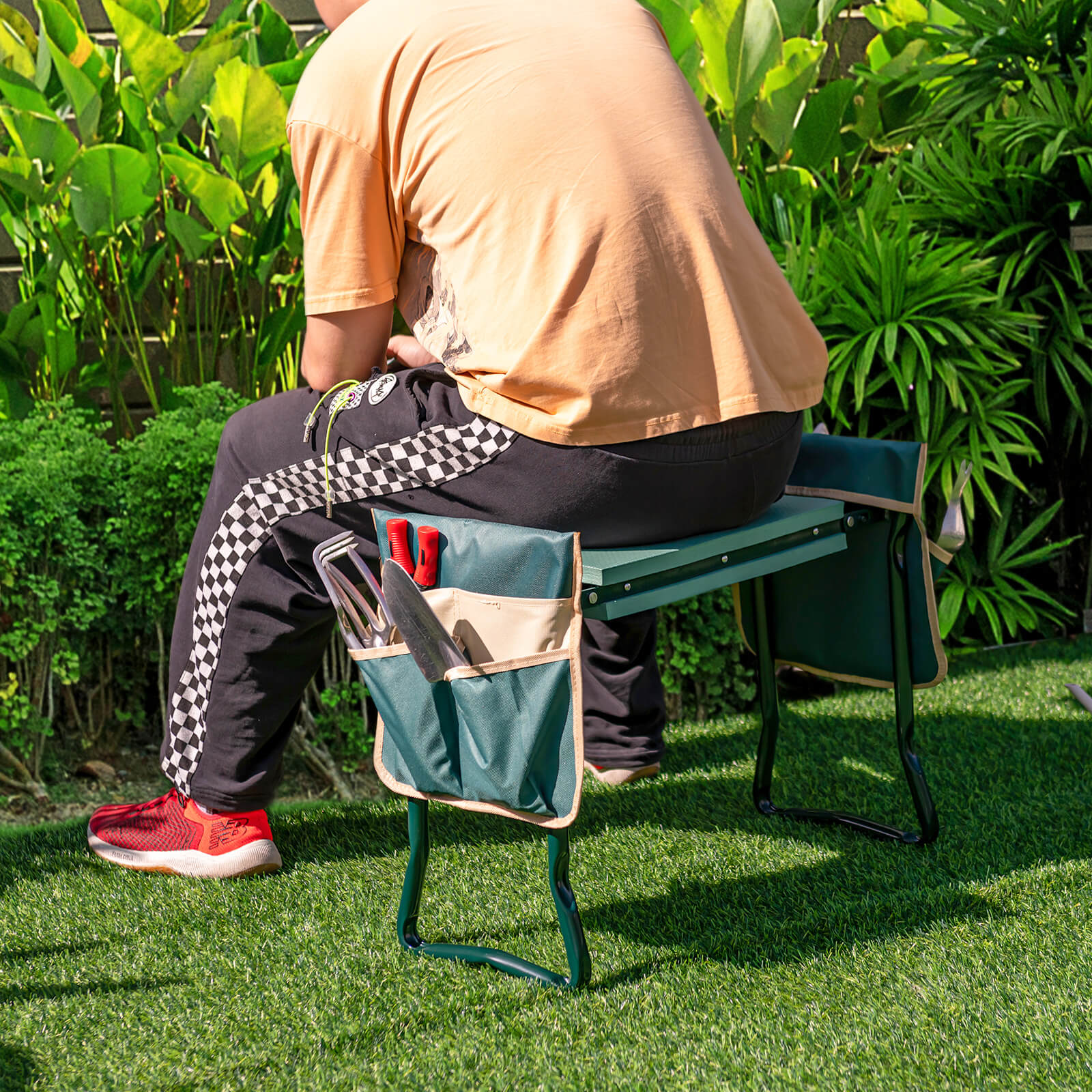 2-in-1 Foldable Garden Kneeler and Seat with Tool Pouches