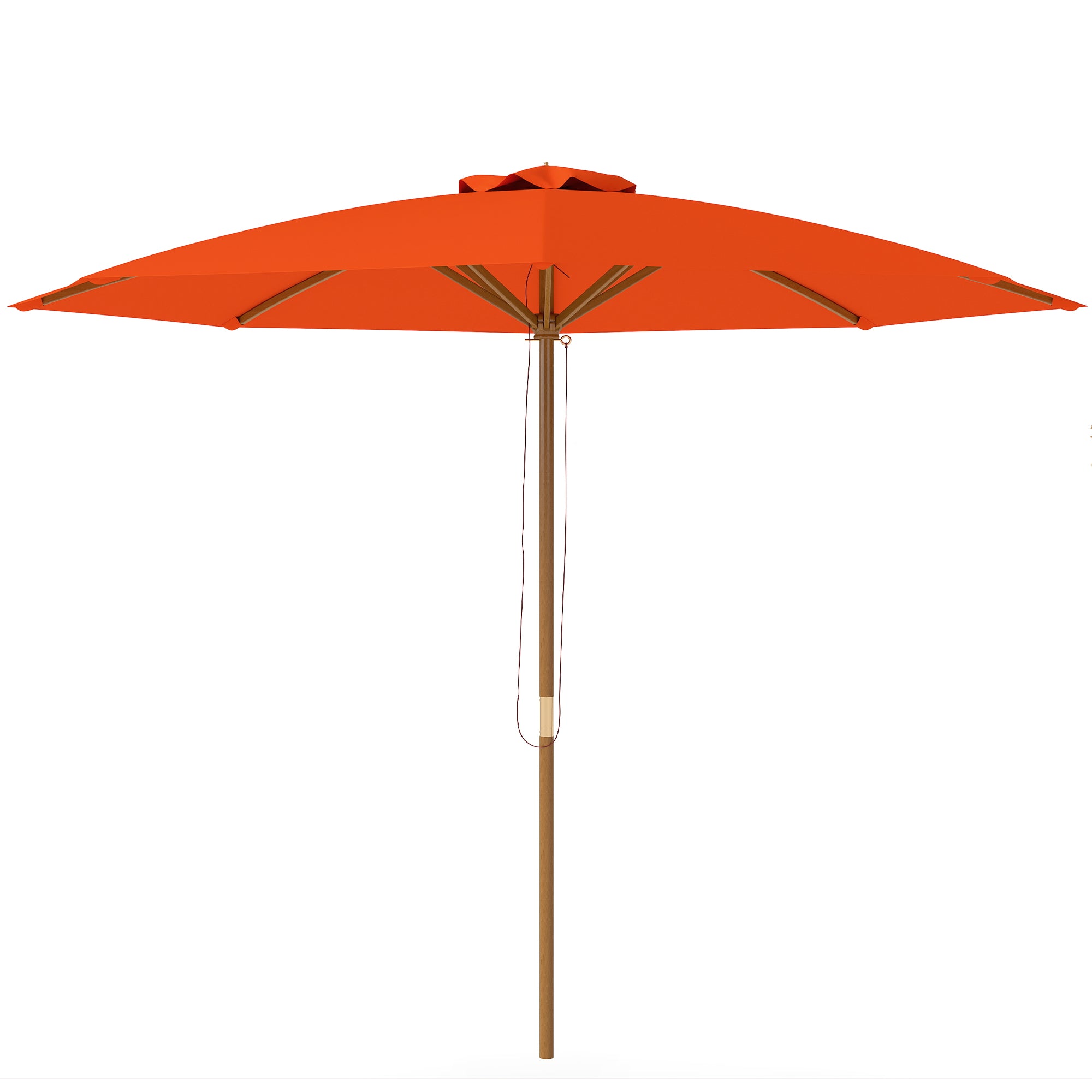Outsunny 3m Wood Pole Parasol Umbrella - Orange