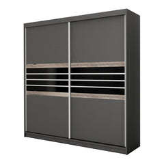 DOVER 203cm Sliding Door Wardrobe Lava / Black Glass