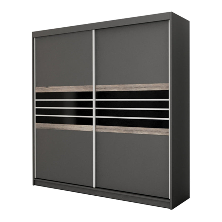 DOVER 203cm Sliding Door Wardrobe Lava / Black Glass
