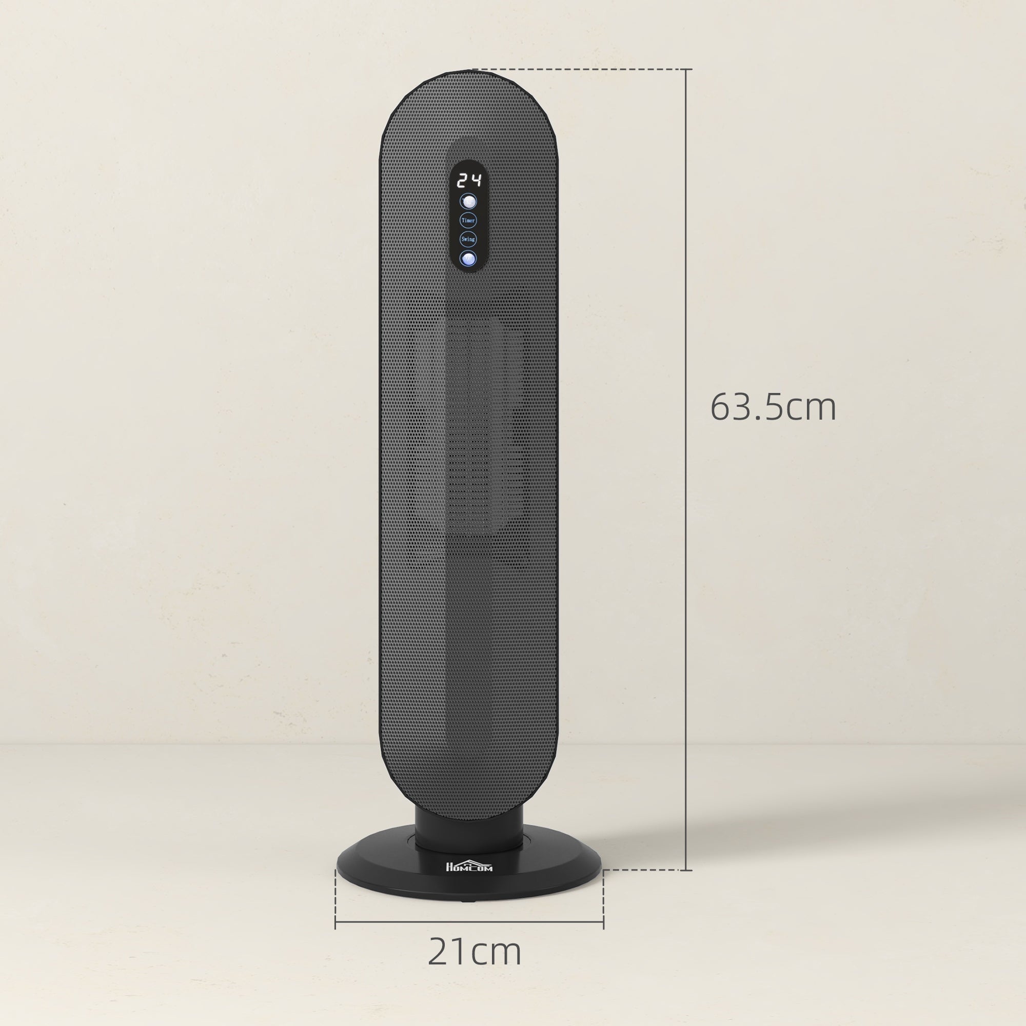 HOMCOM 45Â° Oscillating Ceramic Space Heater, with Remote - Black