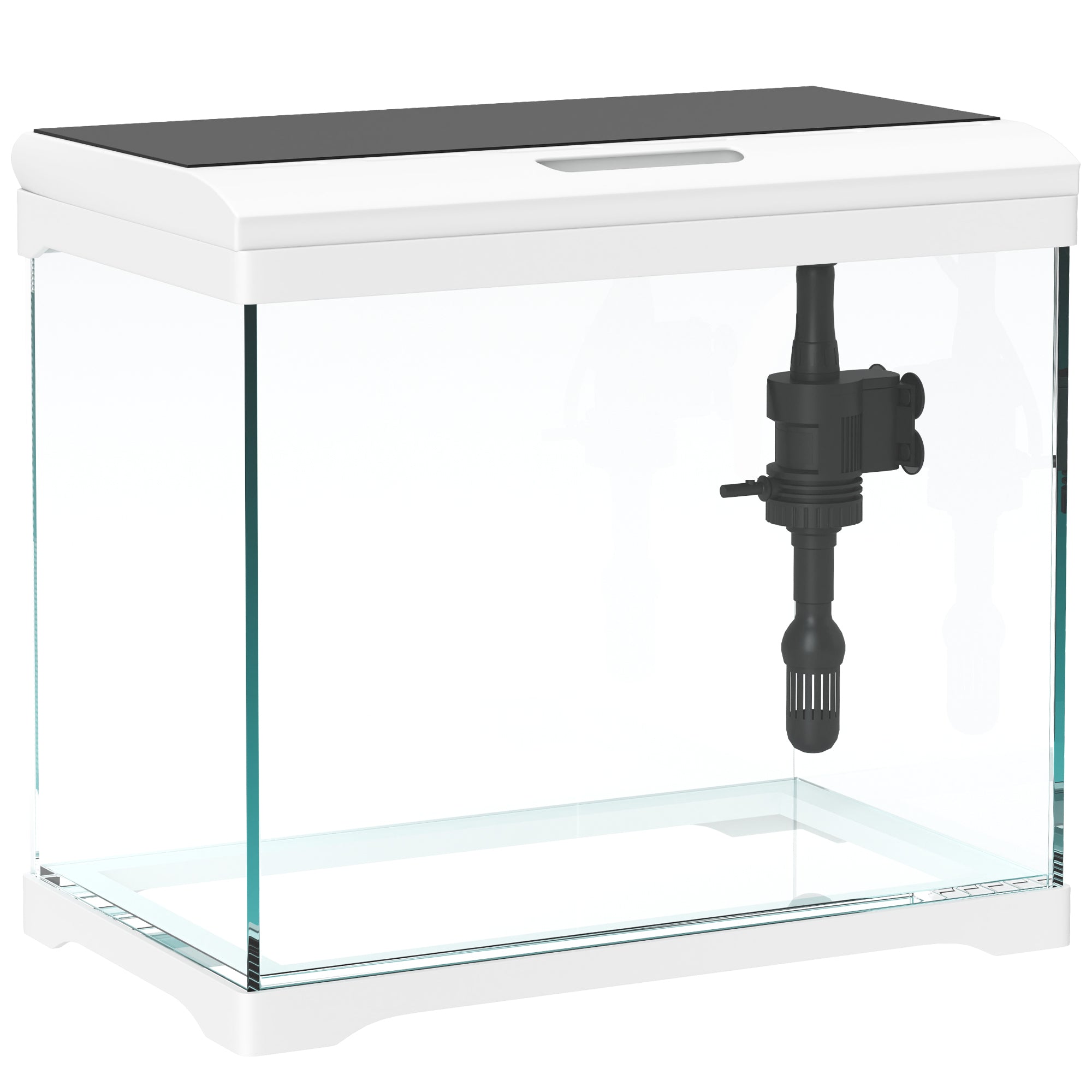 PawHut 17L Glass Fish Tank with Filter System, LED Light, Water Pump, for Betta, Goldfish, Shrimps, White