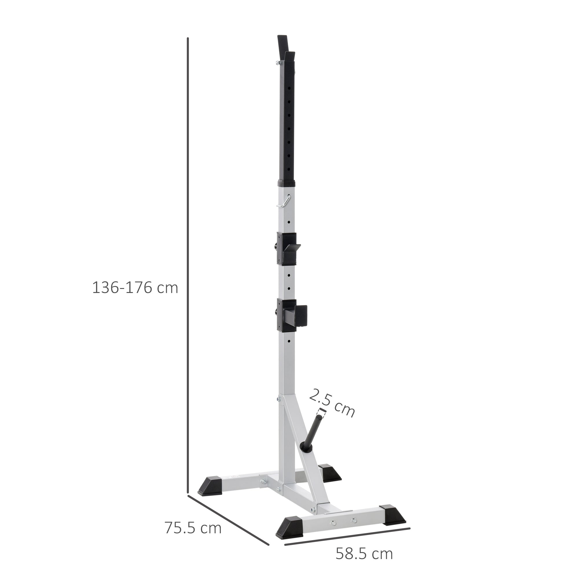 HOMCOM Weights Bar Barbell Rack Squat Stand Adjustable Portable Weight Lifting Max Load 200kg, Suitable For Home Gym Training Work Out