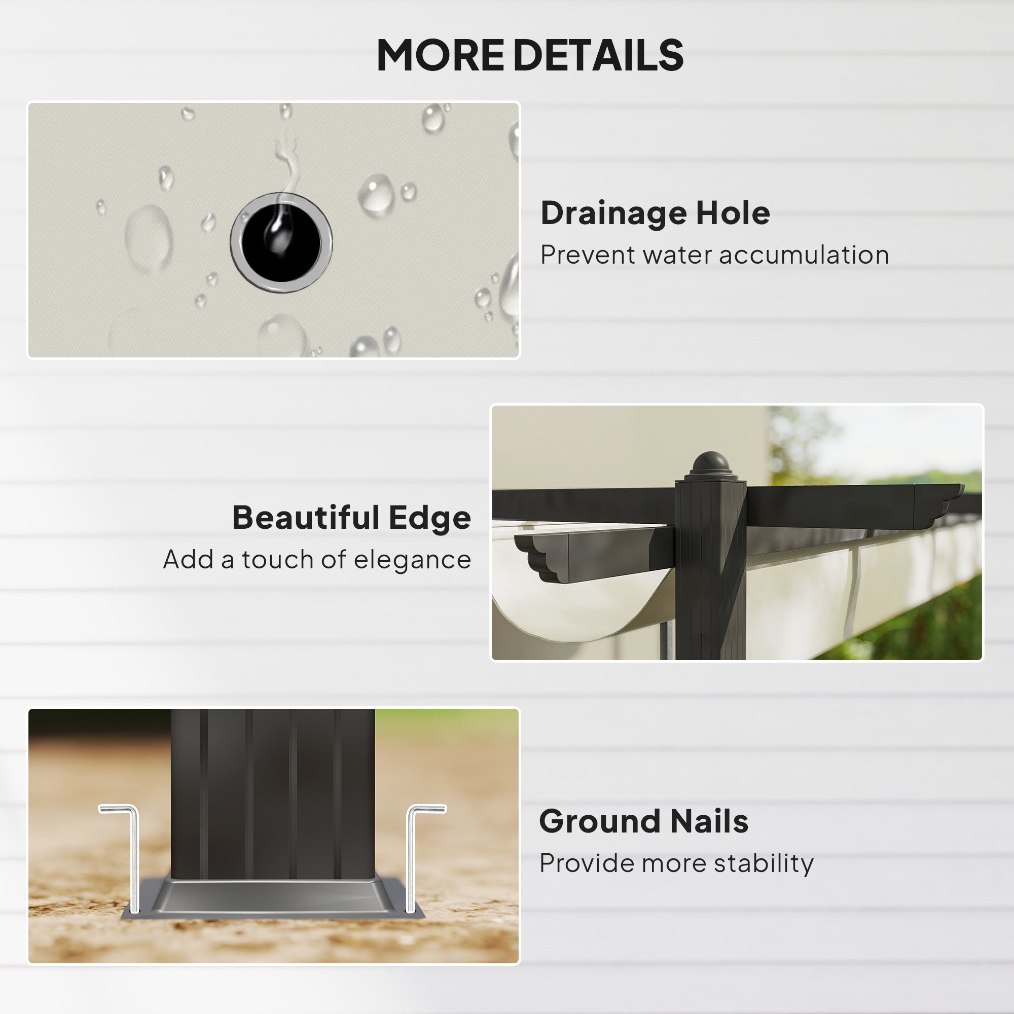 Outsunny 4 x 3(m) Aluminium Pergola with Retractable Roof, Garden Gazebo Canopy Shelter for Outdoor, Patio, Cream White