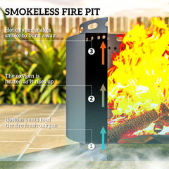 Outsunny Smokeless Fire Pit, 48.5cm Portable Wood Burning Firepit with Poker for Garden Camping Bonfire Party, Metal, Dark