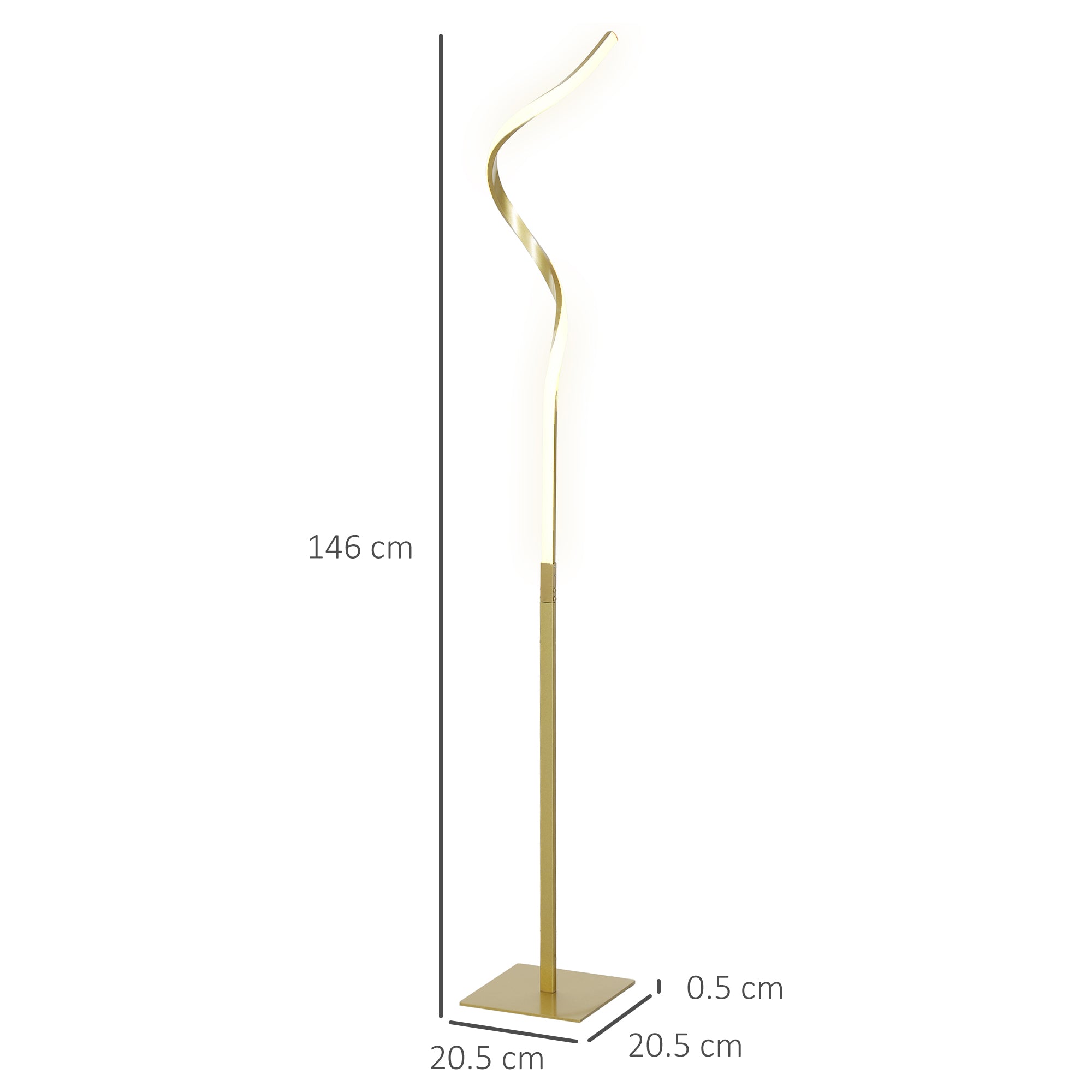 HOMCOM LED Floor Lamp with 3 Adjustable Brightness, Modern Dimmable Standing Lamp with Foot Switch for Bedroom, Living Room, Gold Tone