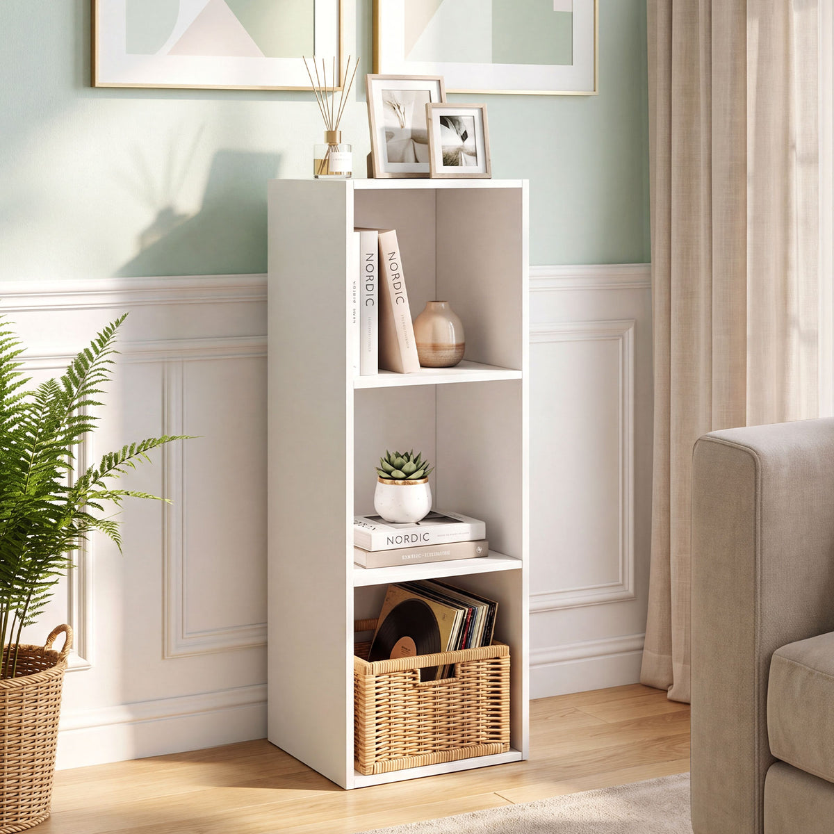 3-Cube Book Shelf Wooden Bookshelf Modern Bookcase Storage Organizer