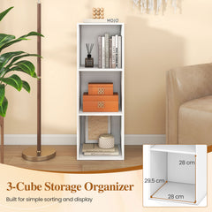 3-Cube Book Shelf Wooden Bookshelf Modern Bookcase Storage Organizer