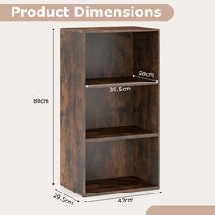 3-Cube Bookcase with 7-Position Adjustable Shelves and Anti-Toppling Kits-Rustic Brown