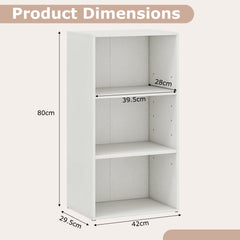 3-Cube Bookcase with 7-Position Adjustable Shelves and Anti-Toppling Kits-White