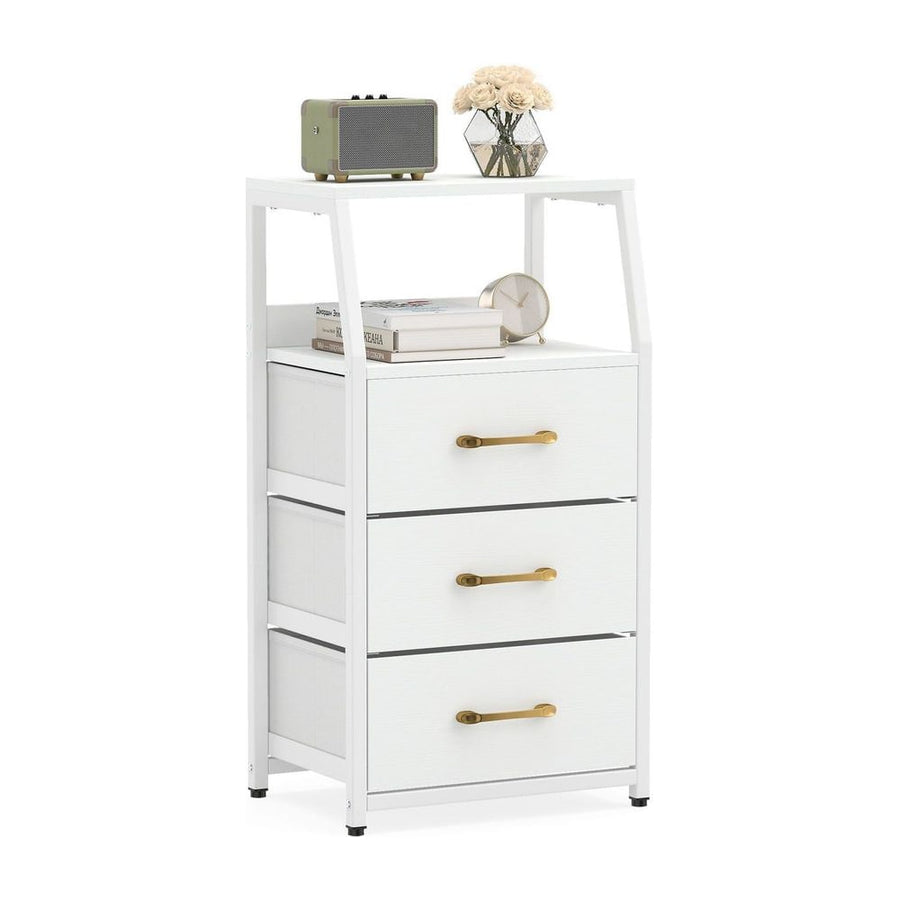 3-Drawer Storage Cabinet Vertical Storage Dresser with Detachable-White