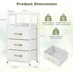 3-Drawer Storage Cabinet Vertical Storage Dresser with Detachable-White