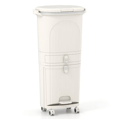 3-Layer Sorting Trash Bin with 2 Removable Buckets-Beige