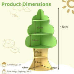 Tree bookshelf with dimensions and suitable age labelled