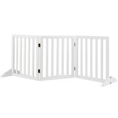 3-Panel Foldable Pet Fence with Support Feet and Flexible 2-Way Hinges-White
