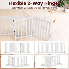 3-Panel Foldable Pet Fence with Support Feet and Flexible 2-Way Hinges-White