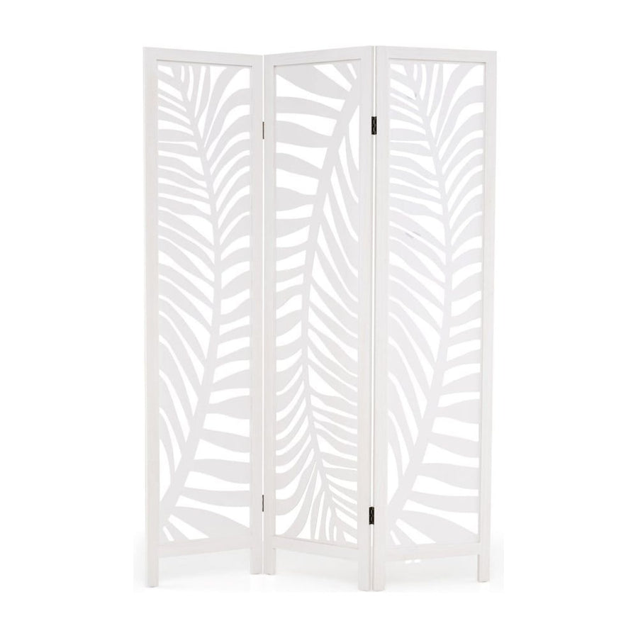 3-Panel Room Divider 170 cm Freestanding Privacy Screen with Natural Paulownia Wood Frame-White