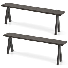 3-Person Outdoor Bench Set of 2 with 360 kg Bearing Capacity-Dark Brown