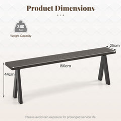 3-Person Outdoor Bench Set of 2 with 360 kg Bearing Capacity-Dark Brown