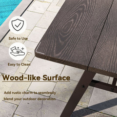 3-Person Outdoor Bench Set of 2 with 360 kg Bearing Capacity-Dark Brown