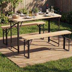 3-Piece Folding Picnic Table with Benches Fir Wood Portable Bear Camping Table-Natural