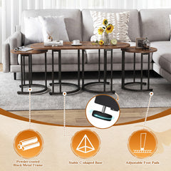 3-Piece Nesting Coffee Table Set 110cm Coffee Table with 2 Side Tables-Rustic Brown