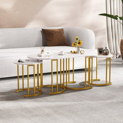 3-Piece Nesting Coffee Table Set 110cm Coffee Table with 2 Side Tables-White