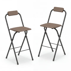 3-Piece Patio Bar Set and Outdoor BBQ Canopy with Bar Table and 2 Folding Bar Stools for Backyard-Brown