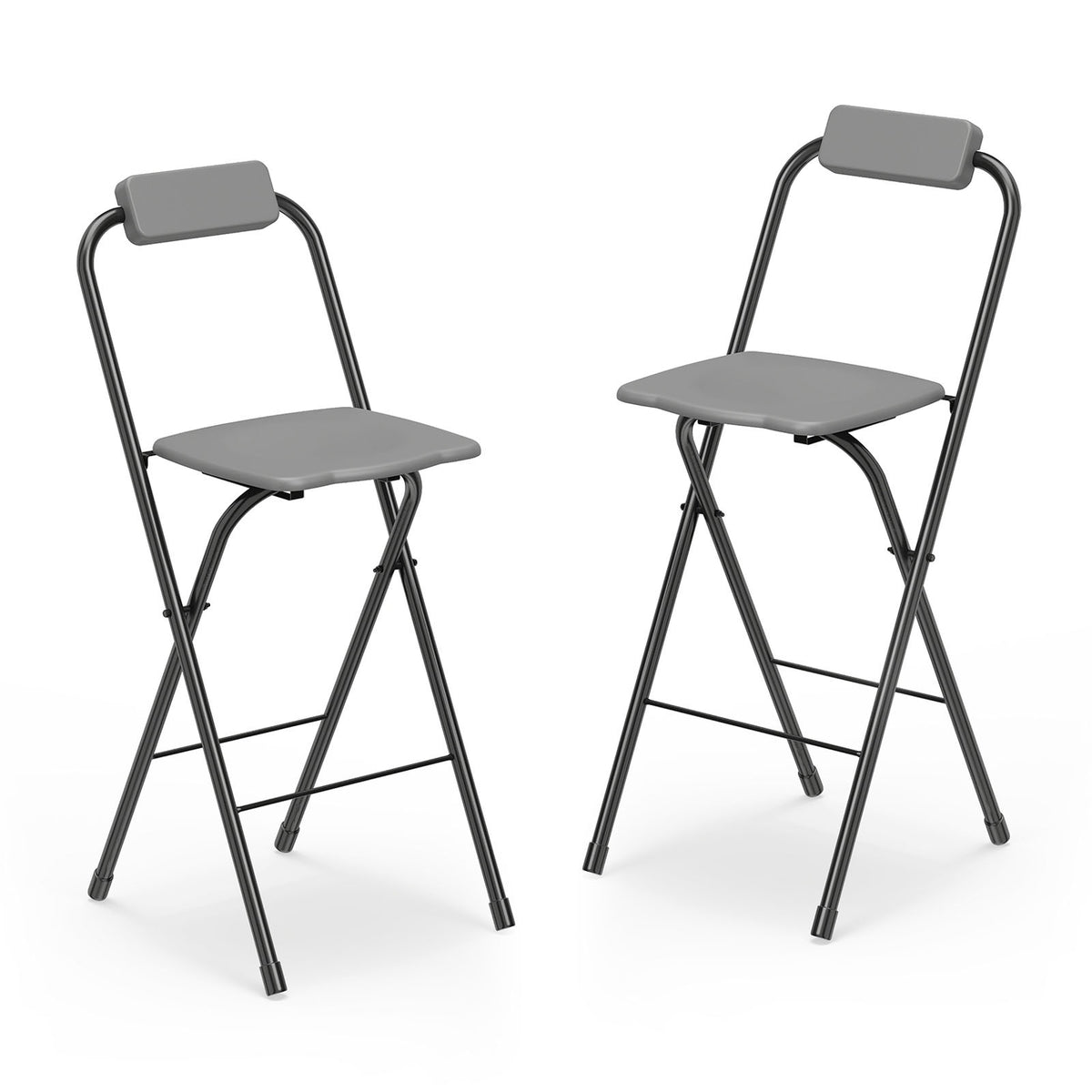3-Piece Patio Bar Set and Outdoor BBQ Canopy with Bar Table and 2 Folding Bar Stools for Backyard-Grey