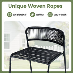 3-Piece Patio Bistro Set with Solid Metal Frame for Porch-Black